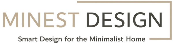 Logo of Minest Design with tagline 'Smart Design for the Minimalist Home' on a beige background