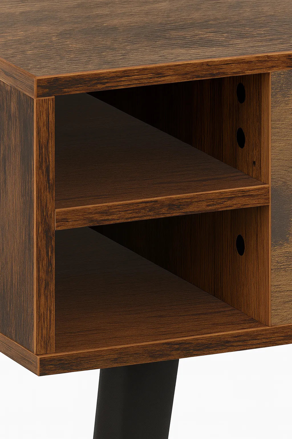 Wooden side table with two shelves on a white background